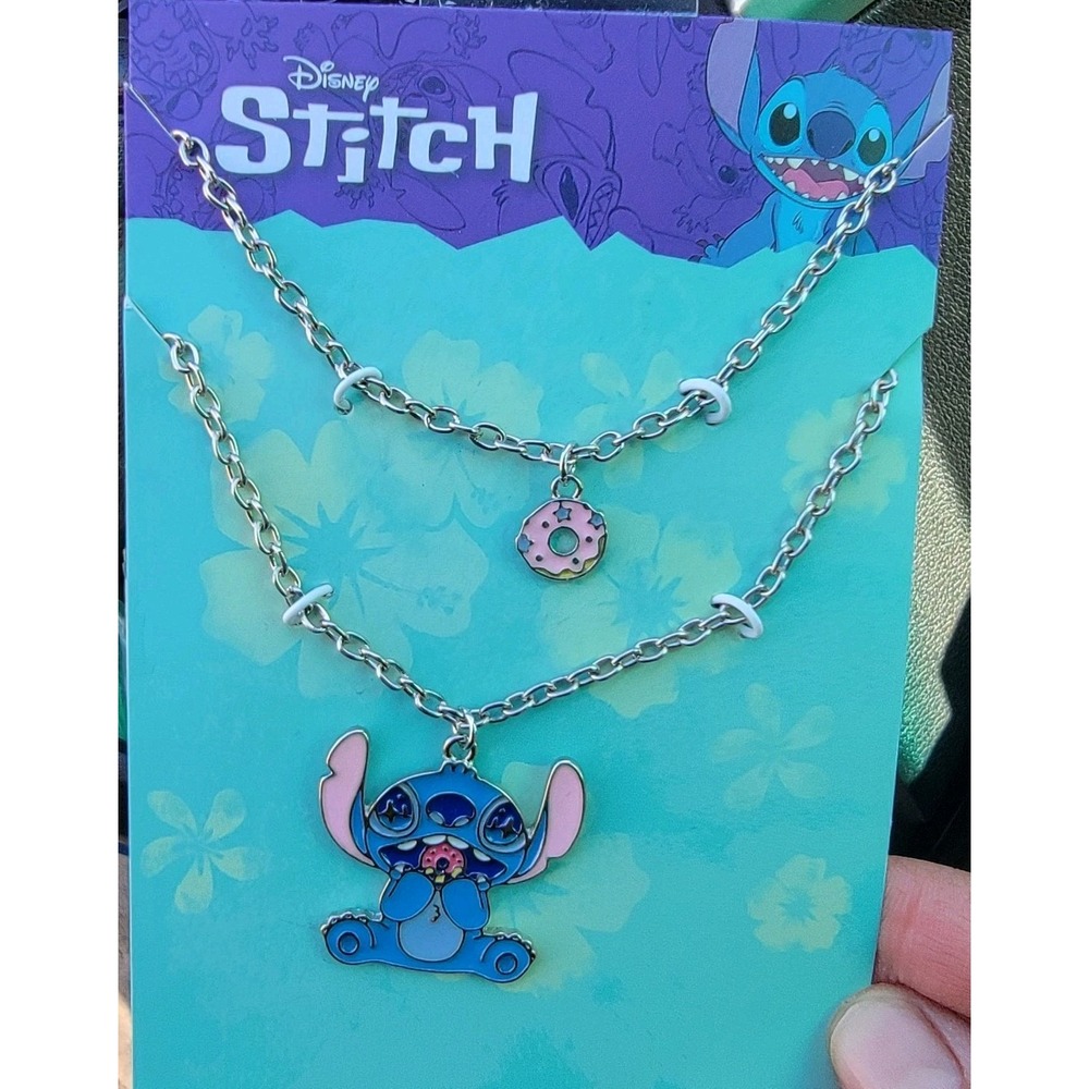 NEW! Disney‎ Lilo & Stitch: Stitch Eating Pink Donuts Necklaces